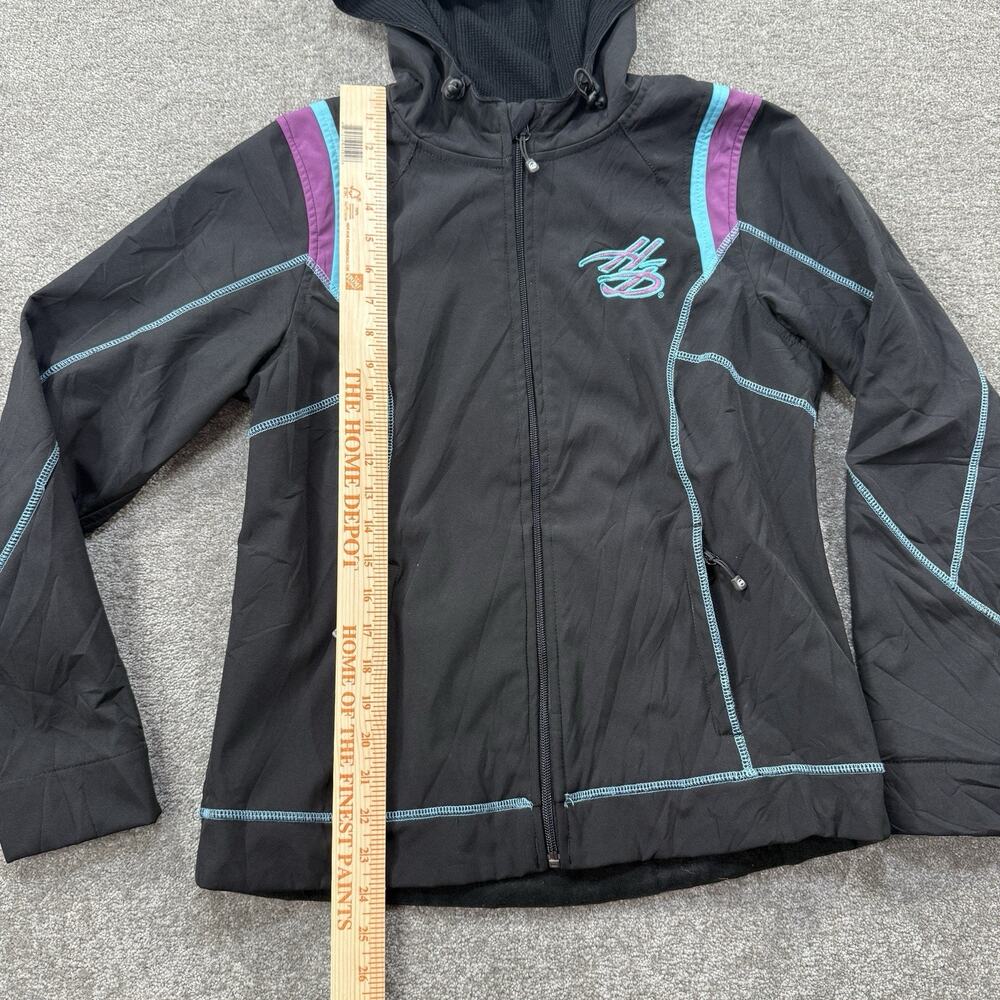 Harley-Davidson Womens Colorblock Soft Shell Jacket M Black Teal Purple Hooded - Picture 4 of 13